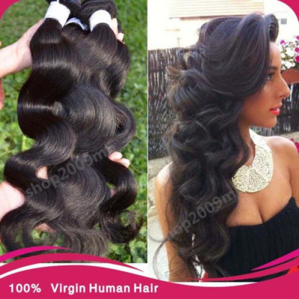 3 Bundles Thick Peruvian 100% Human Hair 8A Virgin Body Wave Weave Weft Wavy #1 image