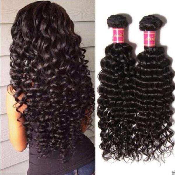 2 Bundle Peruvian Virgin Real Deep Wave Hair 100% Human Hair Extensions Weave #1 image