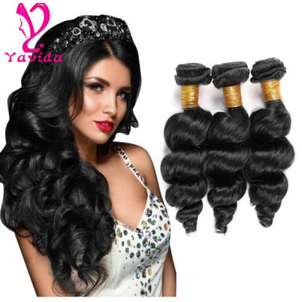 300g/3Bundle 7A Grade Loose Wave Peruvian Virgin Human Hair Extension Weave Weft #1 image