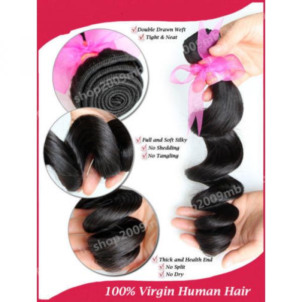 4 Bundles Loose Wave Curly Peruvian Virgin Hair Human Hair Extensions Weave Weft #5 image