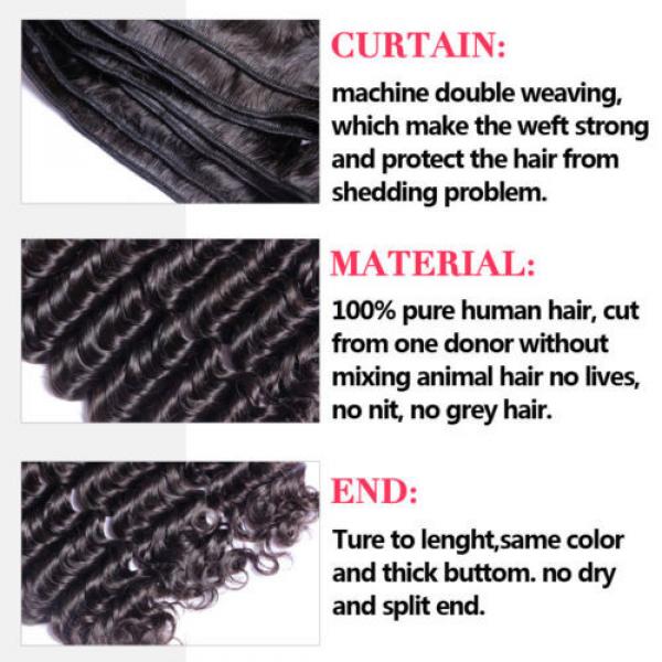 7A Peruvian Virgin Human Hair Deep Wave Curly 4*4 Lace Closure with 3 Bundles #5 image