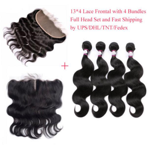 13*4 Lace Frontal Closure with 4Bundles Peruvian Virgin Hair Body Wave Full Head #2 image