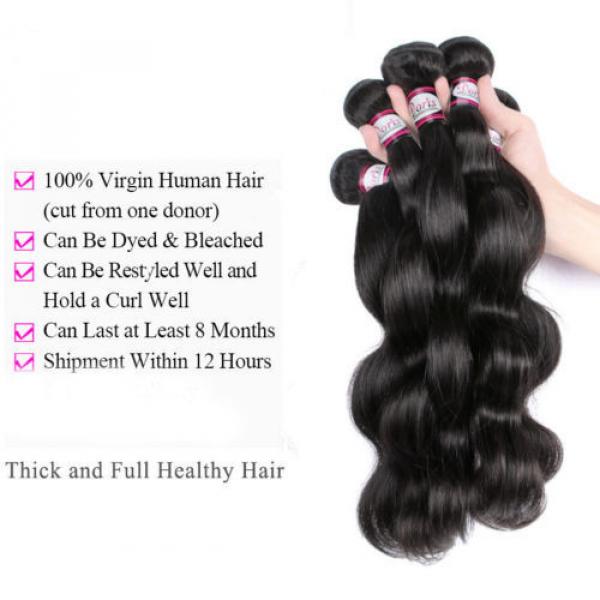 13*4 Lace Frontal Closure with 4Bundles Peruvian Virgin Hair Body Wave Full Head #4 image