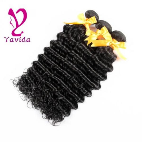 THICK 100% Unprocessed Virgin Peruvian Deep Wave Curly Human Hair 3 Bundles/300g #2 image