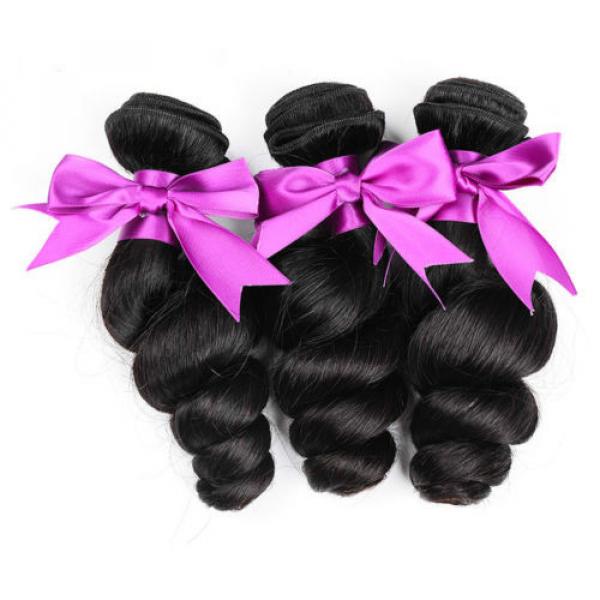 Loose wave 100% Virgin Hair 3 Bundles Peruvian Remy Human hair extensions Weave #2 image