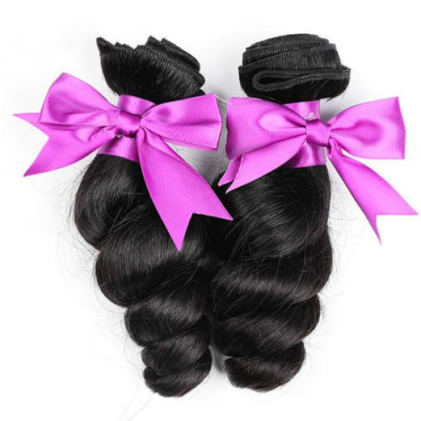 Loose wave 100% Virgin Hair 3 Bundles Peruvian Remy Human hair extensions Weave #3 image