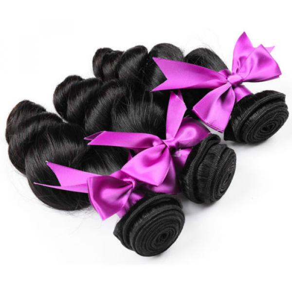 Loose wave 100% Virgin Hair 3 Bundles Peruvian Remy Human hair extensions Weave #4 image