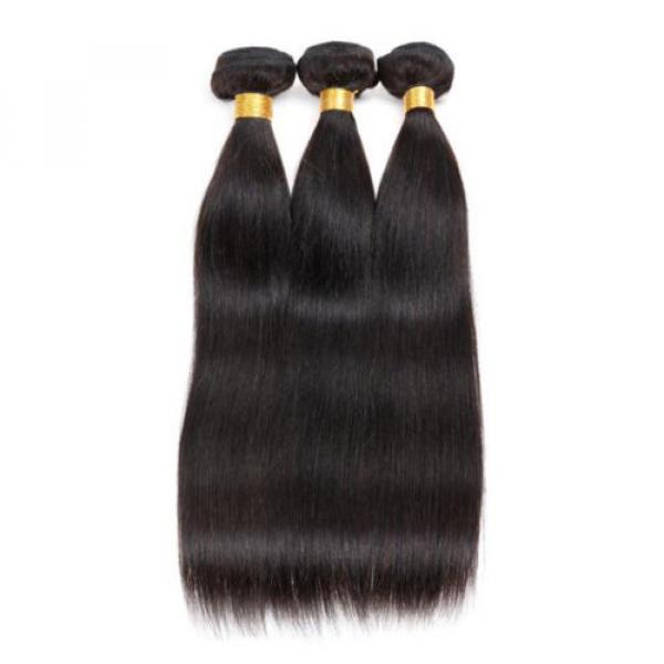 Peruvian Virgin Hair Extensions Silk Straight Human Hair Weave 3 bundles 150g #1 image