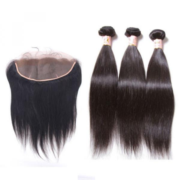 13x4 Lace Frontal With Peruvian Virgin Human Hair Straight Weft 3 Bundles #2 image