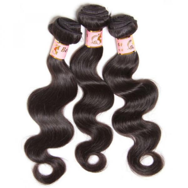150g/3 Bundles Peruvian Body Wave Virgin Human Hair Weave Extensions Black #3 image