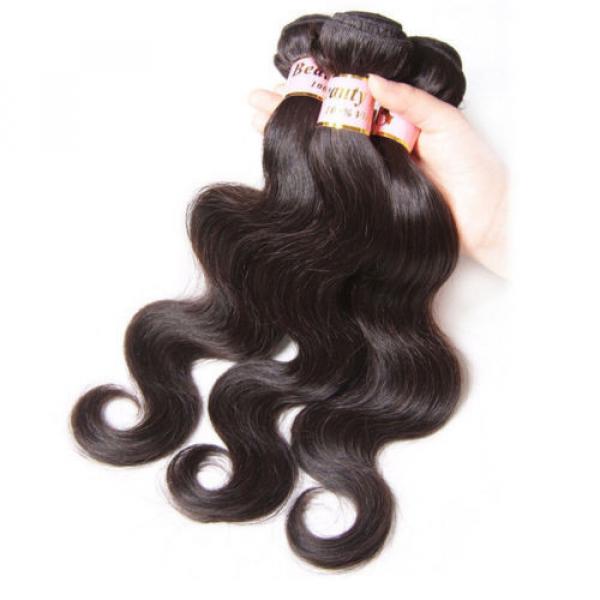150g/3 Bundles Peruvian Body Wave Virgin Human Hair Weave Extensions Black #4 image