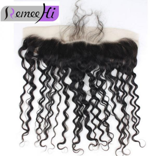 Peruvian Deep curly  Virgin Human Hair 13&#034;x2&#039;lace frontal closure Bleach knots #2 image