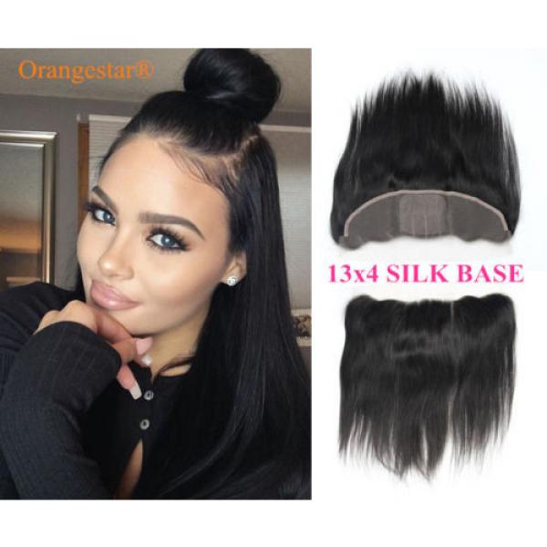 Unprocessed Peruvian Virgin Hair Lace Frontal 13&#034;x4&#034; Straight Silk Base 8&#034;-22&#034; #1 image