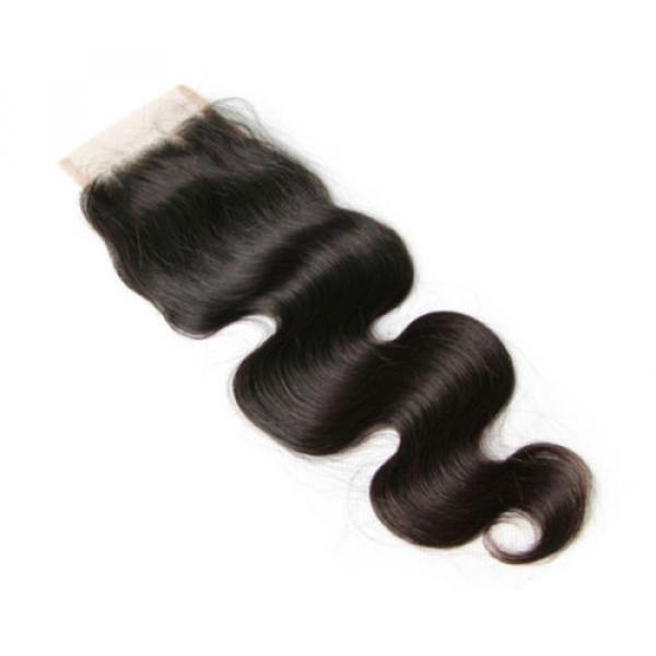 Peruvian Virgin Human Hair Extensions Body Wave 3 Bundles 300g With Lace Closure #3 image