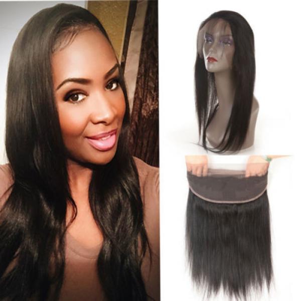 Unprocessed Peruvian Virgin Hair Ear To Ear Full Lace Band Closure Straight Wave #1 image