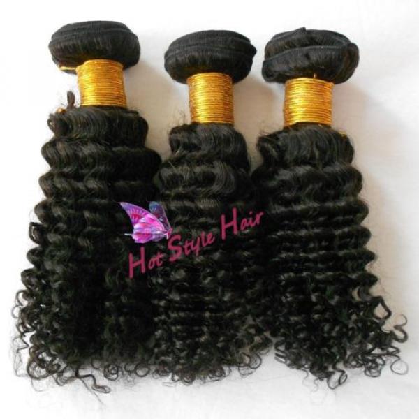 7 A Peruvian Virgin Hair Weft Curly Hair Extension 10&#034; Hair Weft 3 Bundles 300g #1 image
