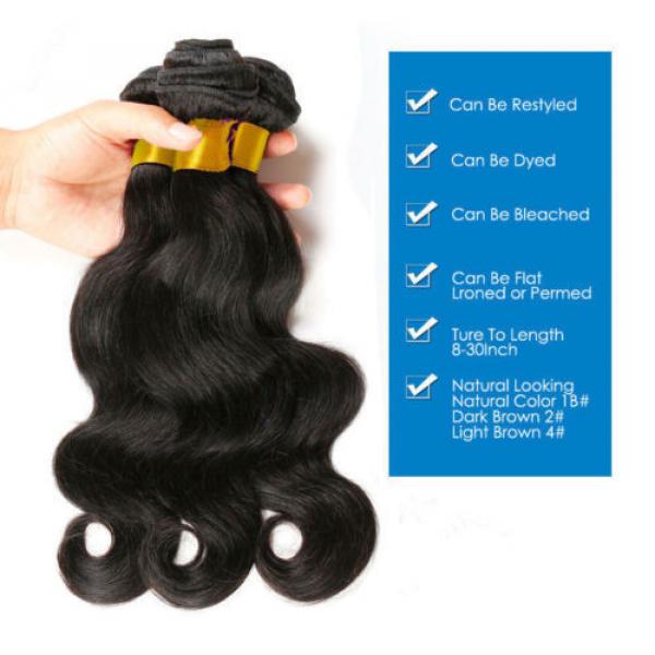 4 Bundles Body wave Hair Weft with Lace Closure Virgin Peruvian Human Hair Weave #5 image