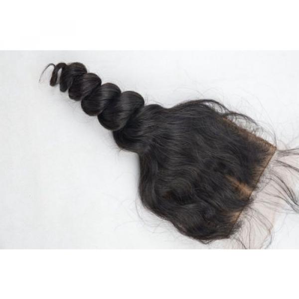 Peruvian Loose Wave Silk Base Top Lace Closure Virgin Remy Human Hair Extension #2 image