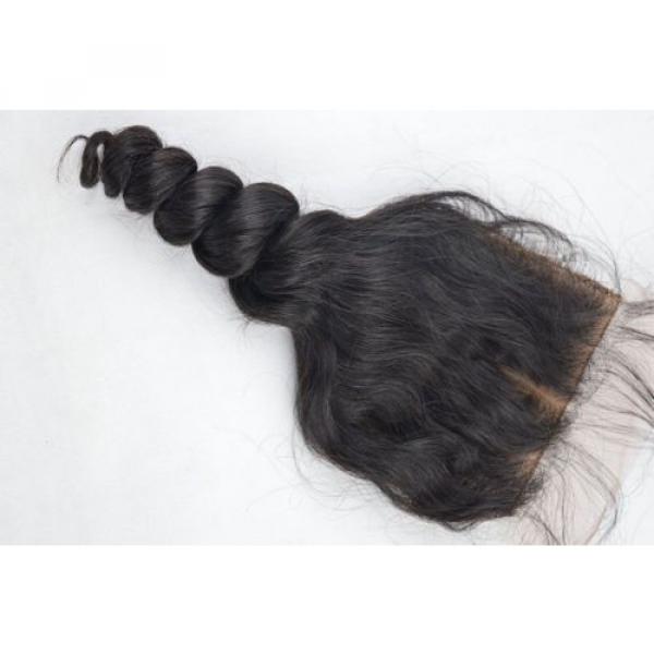 Peruvian Loose Wave Silk Base Top Lace Closure Virgin Remy Human Hair Extension #3 image