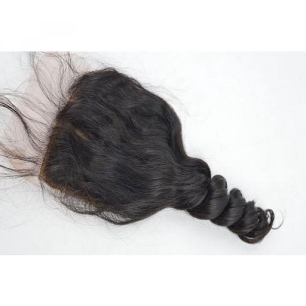 Peruvian Loose Wave Silk Base Top Lace Closure Virgin Remy Human Hair Extension #4 image