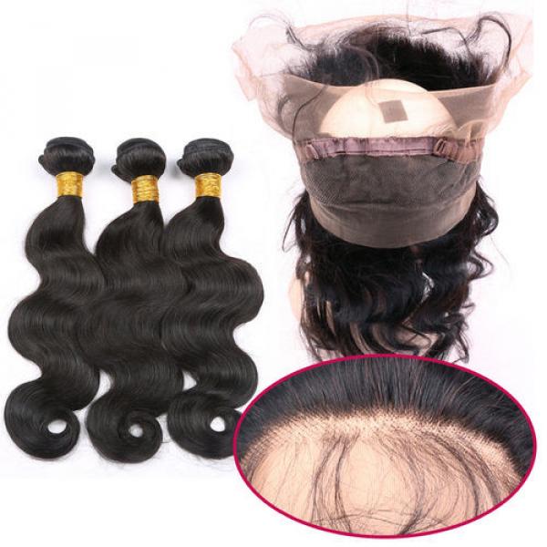 360 Lace Frontal with Bundle Body Wave Peruvian Virgin Hair with Lace Frontal 8A #1 image