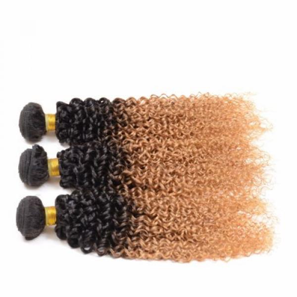 100g Ombré Color T1B/27 Virgin Peruvian Kinky Curkly Human Hair Weave 1pc 20inch #1 image