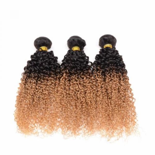 100g Ombré Color T1B/27 Virgin Peruvian Kinky Curkly Human Hair Weave 1pc 20inch #2 image