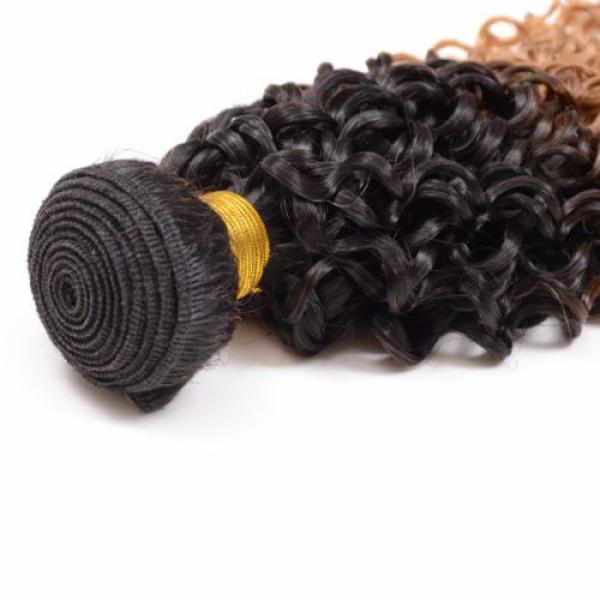 100g Ombré Color T1B/27 Virgin Peruvian Kinky Curkly Human Hair Weave 1pc 20inch #5 image
