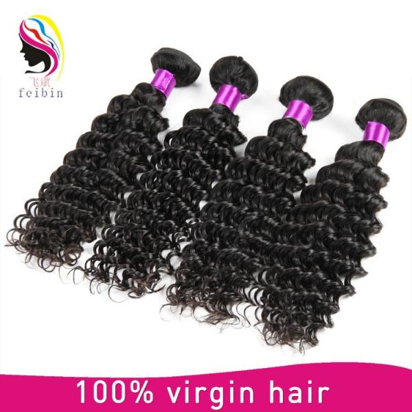 cheap brazilian hair weave Indian deep wave alibaba express china #4 image