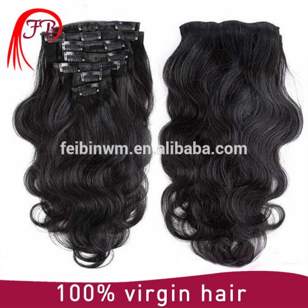 peruvian cheap wholesale price clip in hair extension natural black hair extension #3 image