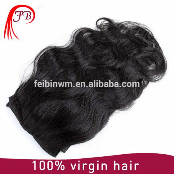 peruvian cheap wholesale price clip in hair extension natural black hair extension #5 image
