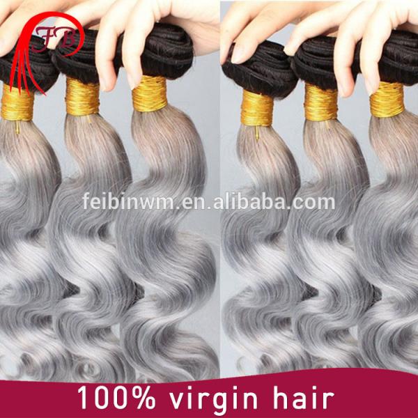 2016 virgin remy human hair fashionable body wave for woman black grey ombre hair #1 image