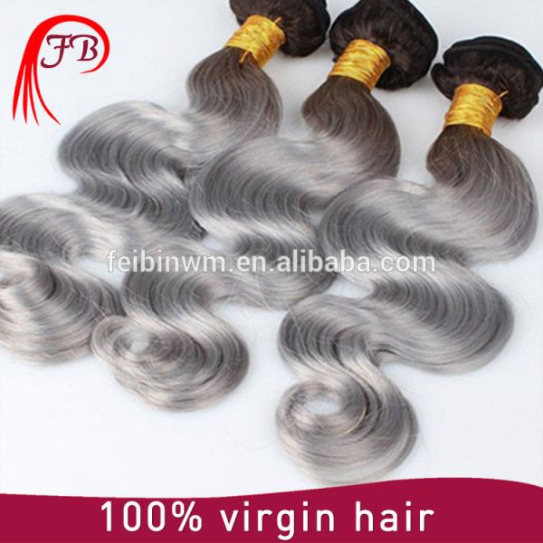 2016 virgin remy human hair fashionable body wave for woman black grey ombre hair #2 image