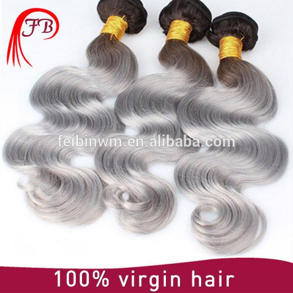 2016 virgin remy human hair fashionable body wave for woman black grey ombre hair #3 image