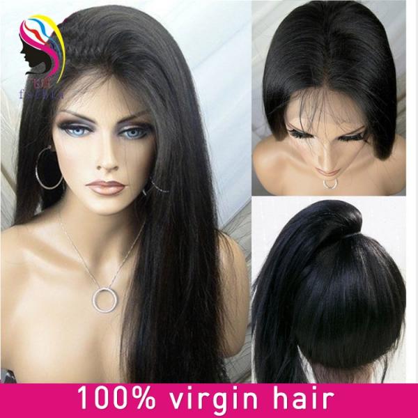 Aliexpress top quality unprocessed virgin hair lace front wig best for Black #2 image