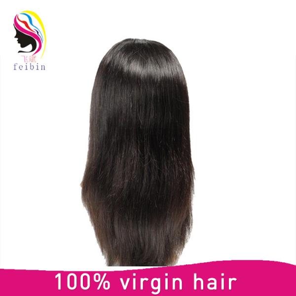 Brazilian 180 density natural color black straight human hair, full lace wig #3 image