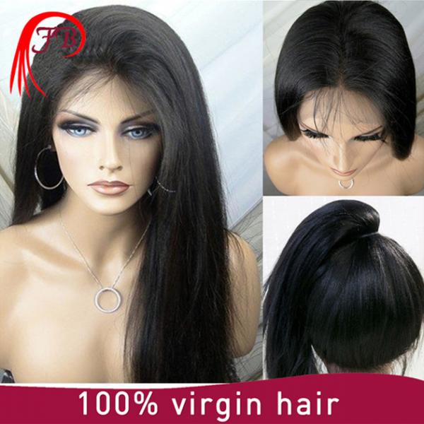 Unprocessed front lace virgin brazilian human hair lace front wig #4 image