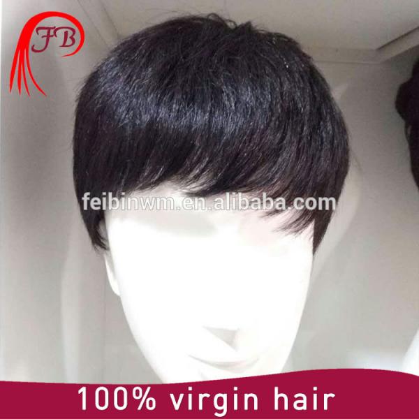 100% Indian Virgin Hair men&#39;s toupee natural straight hair wigs #1 image