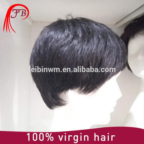 100% Indian Virgin Hair men&#39;s toupee natural straight hair wigs #2 image