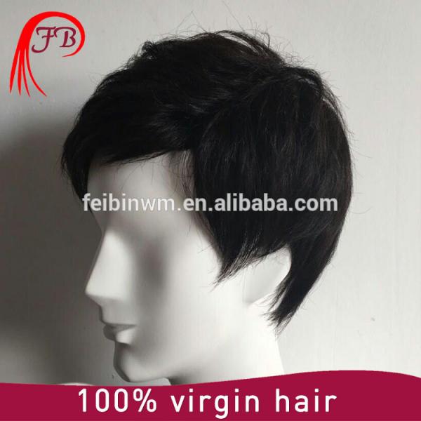100% Indian Virgin Hair men&#39;s toupee natural straight hair wigs #3 image