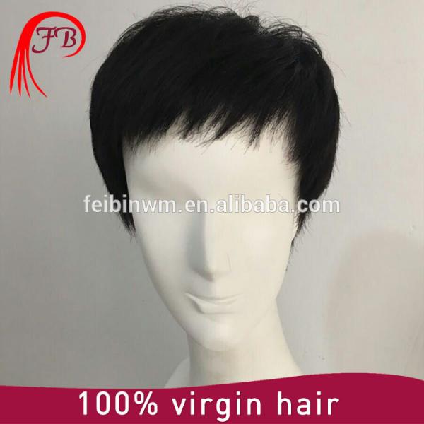 100% Indian Virgin Hair men&#39;s toupee natural straight hair wigs #4 image