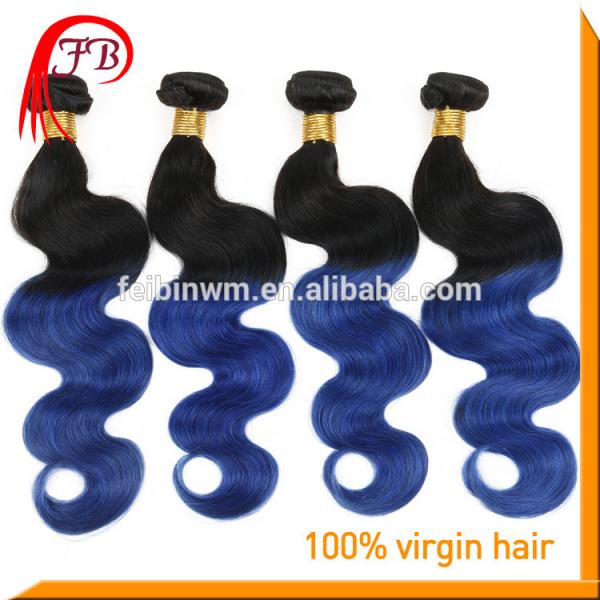 beautiful 1b blue hair human hair body wave ombre remy hair #1 image