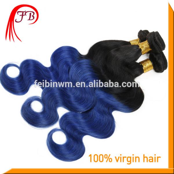 beautiful 1b blue hair human hair body wave ombre remy hair #2 image