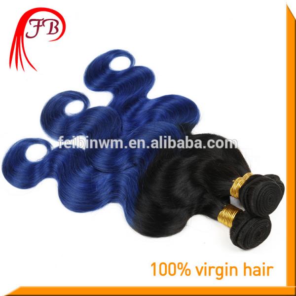 beautiful 1b blue hair human hair body wave ombre remy hair #3 image