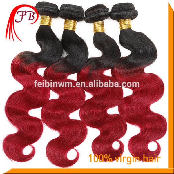 1B/red hair weft Body Wave ombre virgin brazilian human hair #2 image