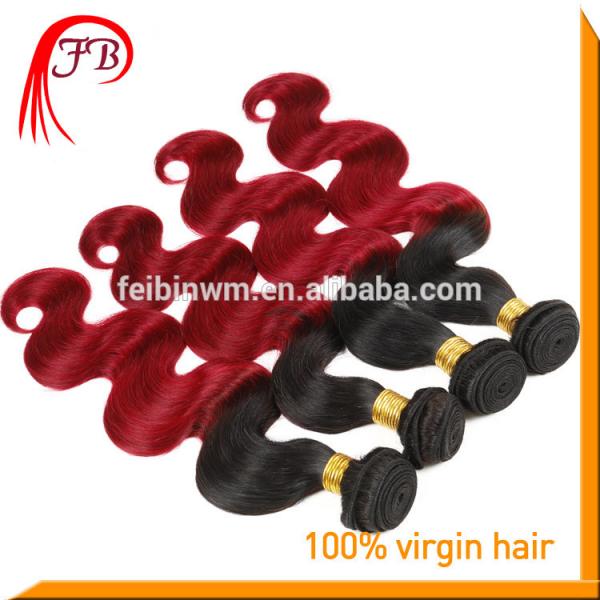 1B/red hair weft Body Wave ombre virgin brazilian human hair #3 image