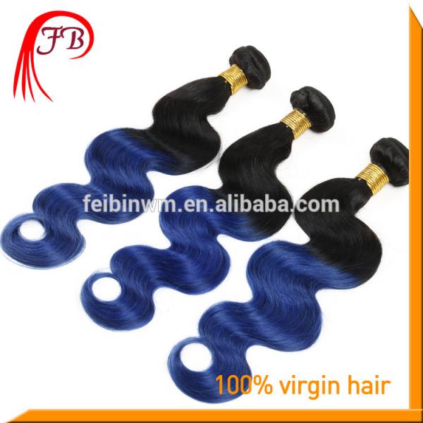 wholesale extension virgin remy human hair body wave 1b blue ombre color hair #3 image