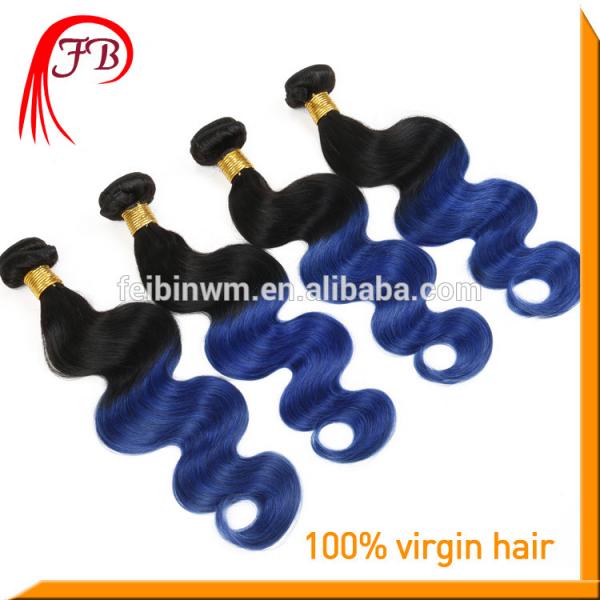 wholesale extension virgin remy human hair body wave 1b blue ombre color hair #4 image