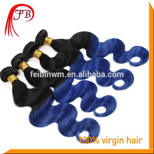 wholesale extension virgin remy human hair body wave 1b blue ombre color hair #5 image