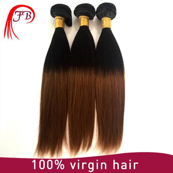 ombre hair extension two tone straight hair weft remy human #1 image